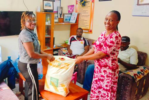 Visiting Mr Mwangura at Umoja after an accident